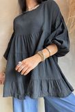 Driftwood Bell Sleeve Smock Top Black